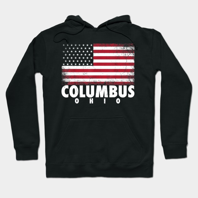 4th of July Gift For Men Women Columbus Ohio American Flag Hoodie by Haley Tokey